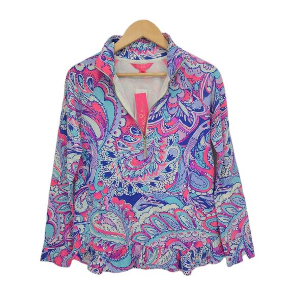 Lilly Pulitzer Tops - New Lilly Pulitzer Killian Popover 1/4 Zip UPF 50+ Pink Tropics Mermaid Call XS